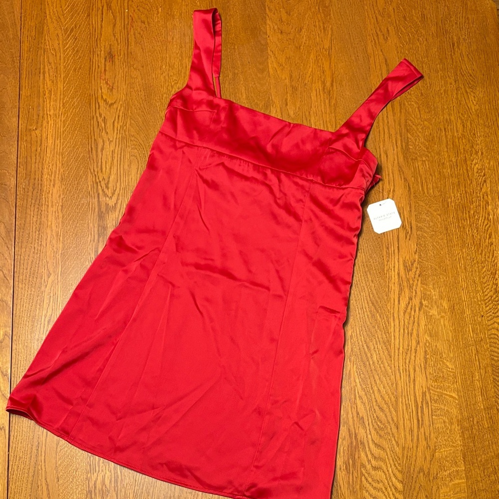 Altar'd State XL Vibrant Red Satin Dress